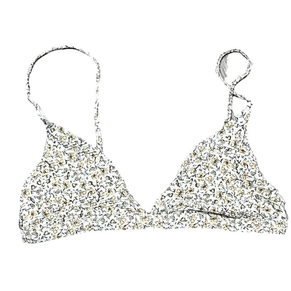 Billabong Butter Yellow Floral Triangle Bikini Top M Cottegecore Coastal Beach M - Picture 1 of 5